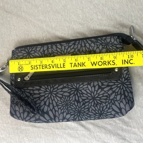 Baggallini Crossbody Wristlet Clutch Gray Floral Geometric Purse - Picture 7 of 8